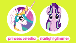 Size: 1136x640 | Tagged: dead source, safe, princess celestia, starlight glimmer, pony, g4, discovery family, friendship fridays, stock vector, vote