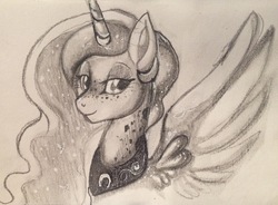 Size: 2886x2125 | Tagged: safe, artist:lulubell, princess luna, pony, g4, bust, female, high res, sketch, solo, traditional art
