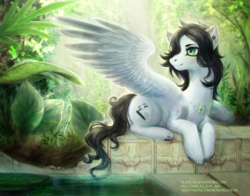 Size: 3318x2600 | Tagged: safe, artist:elzafox, oc, oc only, pegasus, pony, female, forest, high res, mare, prone, solo