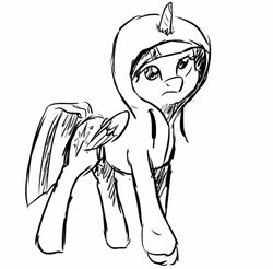 Size: 908x895 | Tagged: source needed, safe, artist:shyanonymous, twilight sparkle, alicorn, pony, g4, black and white, clothes, female, grayscale, hoodie, monochrome, simple background, sketch, solo, twilight sparkle (alicorn), white background
