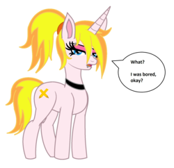 Size: 1664x1612 | Tagged: safe, artist:cbear624, oc, oc:sinfonia krystal, pony, unicorn, looking at you, ponified, simple background, speech bubble, transparent background