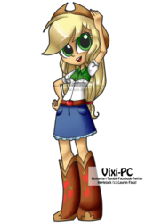 Size: 763x1048 | Tagged: safe, artist:vixi-pc, applejack, equestria girls, g4, female, solo