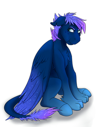 Size: 2141x2591 | Tagged: safe, artist:sunstriderart, oc, oc only, oc:search party, pegasus, pony, chest fluff, floppy ears, high res, hooves, paws, simple background, solo, white background, wings