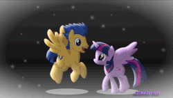 Size: 800x450 | Tagged: safe, artist:jucamovi1992, flash sentry, twilight sparkle, alicorn, pegasus, pony, g4, animated, couple, cute, diasentres, duo, female, flapping, flying, gif, happy, love, male, ship:flashlight, shipping, straight, twilight sparkle (alicorn), walking