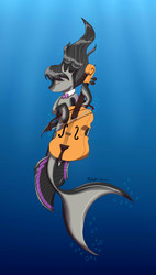 Size: 2638x4656 | Tagged: safe, artist:midnightfire1222, octavia melody, g4, bowtie, cello, female, fin, musical instrument, seaponified, solo, species swap, underwater