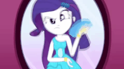 Size: 360x202 | Tagged: safe, screencap, rarity, equestria girls, g4, make up shake up, my little pony equestria girls: summertime shorts, animated, fall formal outfits, female, gif, offscreen character, pov, solo