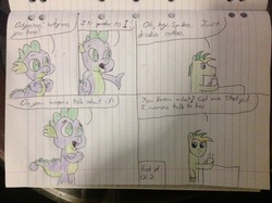 Size: 2592x1936 | Tagged: safe, artist:didgereethebrony, spike, oc, oc:didgeree, dragon, g4, lined paper, traditional art