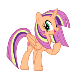 Size: 1500x1500 | Tagged: safe, artist:enzomersimpsons, fluttershy, twilight sparkle, oc, oc:kind light, alicorn, pony, g4, fusion, simple background, solo, transparent background