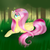 Size: 3000x3000 | Tagged: safe, artist:cosmiickatie, fluttershy, firefly (insect), pegasus, pony, g4, female, flower, flower in hair, folded wings, grass, high res, looking at something, looking up, mare, open mouth, prone, smiling, solo, tree, turned head