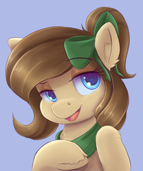 Size: 6350x7620 | Tagged: safe, alternate version, artist:ardail, oc, oc only, oc:mocha latte, earth pony, pony, absurd resolution, bow, clothes, female, hair bow, lidded eyes, looking at you, mare, scarf, smiling, solo, unshorn fetlocks