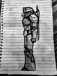 Size: 486x648 | Tagged: safe, artist:stevebrony24, oc, oc only, human, fallout, humanized, humanized oc, lined paper, monochrome, solo, traditional art