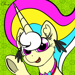 Size: 2000x2000 | Tagged: safe, artist:calena, derpibooru exclusive, oc, oc only, oc:trinity deblanc, pony, unicorn, avatar, ear piercing, earring, high five, high res, jewelry, piercing, profile, smiling, solo