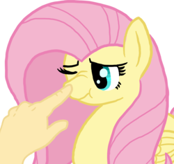 Size: 950x902 | Tagged: source needed, safe, artist:legendoflink, fluttershy, human, pegasus, pony, g4, boop, cute, diabetes, female, mare, offscreen character, one eye closed, scrunchy face, simple background, transparent background