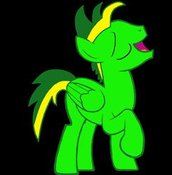 Size: 885x903 | Tagged: safe, artist:didgereethebrony, oc, oc only, oc:didgeree, pegasus, pony, black background, needs more saturation, open mouth, simple background, solo