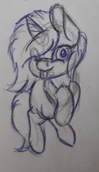 Size: 208x362 | Tagged: safe, artist:miraisora, oc, oc only, oc:starlight blossom, pony, unicorn, cute, female, filly, sketch, tongue out, traditional art
