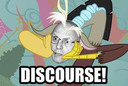 Size: 1064x720 | Tagged: safe, artist:jason, edit, edited screencap, screencap, discord, g4, the return of harmony, discourse, male, meme, michel foucault, solo