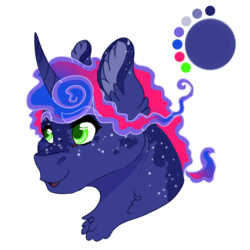 Size: 810x810 | Tagged: safe, artist:bijutsuyoukai, oc, oc only, oc:starry night, pony, unicorn, curved horn, horn, offspring, parent:princess luna, parent:starstreak, simple background, solo, transparent background