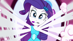 Size: 1280x720 | Tagged: safe, screencap, rarity, equestria girls, g4, make up shake up, my little pony equestria girls: summertime shorts, female, mouth hold, offscreen character, pov, solo