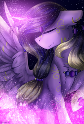 Size: 3400x5000 | Tagged: safe, artist:jazzerix, oc, oc only, oc:galaxy grace, alicorn, pony, absurd resolution, alicorn oc, commission, eyes closed, female, mare, raised hoof, solo