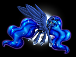 Size: 1200x900 | Tagged: safe, artist:inspiredpixels, princess luna, alicorn, pony, g4, black background, female, moon, simple background, solo