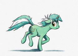 Size: 1125x806 | Tagged: safe, artist:el-yeguero, lyra heartstrings, pony, unicorn, g4, female, floppy ears, looking back, mare, running, simple background, solo
