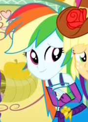 Size: 184x256 | Tagged: safe, screencap, applejack, rainbow dash, a photo booth story, equestria girls, g4, my little pony equestria girls: summertime shorts, animation error, fall formal outfits, female, multicolored hair, rainbow hair