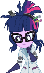 Size: 3000x4923 | Tagged: safe, artist:aqua-pony, sci-twi, twilight sparkle, equestria girls, g4, mad twience, my little pony equestria girls: summertime shorts, clothes, cute, female, glasses, gloves, lab coat, simple background, smiling, solo, transparent background, twiabetes, vector