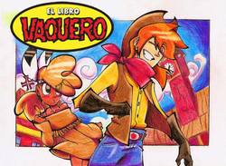 Size: 800x586 | Tagged: dead source, safe, artist:akikodestroyer, braeburn, little strongheart, human, g4, el libro vaquero, female, humanized, male, mexico, ship:braeheart, shipping, spanish, straight, western