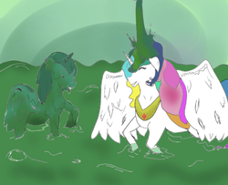 Size: 749x609 | Tagged: safe, artist:php162, princess celestia, princess luna, alicorn, pony, g4, colored, slime