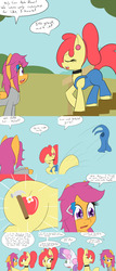 Size: 2400x5600 | Tagged: safe, artist:jake heritagu, apple bloom, scootaloo, sweetie belle, earth pony, pony, comic:ask motherly scootaloo, g4, clothes, comic, hairpin, motherly scootaloo, sweater, sweatshirt