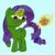 Size: 777x777 | Tagged: safe, oc, oc only, pony, unicorn, apu apujasta, blue background, chicken nugget, female, helper, kek, levitation, magic, mare, meme, pepe the frog, raised hoof, rarity hair, recolor, simple background, telekinesis, tendies, wat