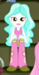 Size: 140x266 | Tagged: safe, screencap, fluttershy, normal norman, paisley, toe-tapper, equestria girls, g4, my little pony equestria girls: summertime shorts, steps of pep, background human, cropped, offscreen character