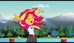 Size: 1024x600 | Tagged: safe, screencap, sunset shimmer, equestria girls, g4, my little pony equestria girls: legend of everfree, cute, embrace the magic, female, shimmerbetes, solo