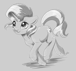 Size: 3683x3421 | Tagged: safe, artist:faline-art, sunset shimmer, pony, unicorn, g4, female, high res, mare, monochrome, newbie artist training grounds, running, solo