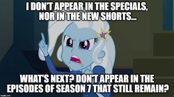 Size: 896x500 | Tagged: safe, edit, edited screencap, screencap, trixie, equestria girls, g4, angry, dialogue, image macro, meme, trixie yells at everything