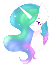 Size: 1820x2125 | Tagged: safe, artist:dragonpilyale, princess celestia, alicorn, pony, g4, female, hair over one eye, mare, missing accessory, simple background, smiling, solo, transparent background