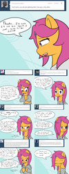 Size: 1600x4000 | Tagged: safe, artist:jake heritagu, scootaloo, pony, comic:ask motherly scootaloo, g4, clothes, comic, female, motherly scootaloo, solo, sweatshirt