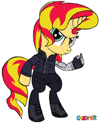 Size: 3000x3676 | Tagged: safe, artist:enzomersimpsons, sunset shimmer, pony, unicorn, g4, crossover, female, high res, mare, my little avengers, simple background, solo, white background, winter soldier
