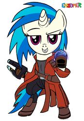 Size: 2548x3676 | Tagged: safe, artist:enzomersimpsons, dj pon-3, vinyl scratch, pony, unicorn, g4, crossover, female, guardians of the galaxy, high res, mare, my little avengers, simple background, solo, star-lord, white background