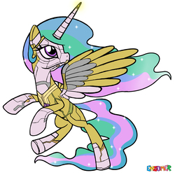 Size: 4300x4300 | Tagged: safe, artist:enzomersimpsons, princess celestia, alicorn, pony, g4, absurd resolution, crossover, female, mare, my little avengers, simple background, solo, vision, vision (marvel), white background