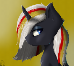 Size: 3600x3200 | Tagged: safe, artist:kirasunnight, oc, oc only, oc:velvet remedy, pony, unicorn, fallout equestria, bust, ear fluff, female, gradient background, high res, looking at you, mare, portrait, profile, solo