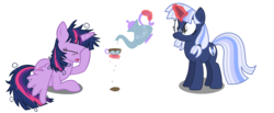 Size: 17000x7000 | Tagged: safe, artist:estories, artist:mundschenk85, twilight sparkle, oc, oc:silverlay, alicorn, original species, pony, umbra pony, g4, absurd resolution, coffee, cup, magic, messy mane, show accurate, simple background, teacup, teapot, transparent background, twilight sparkle (alicorn), vector