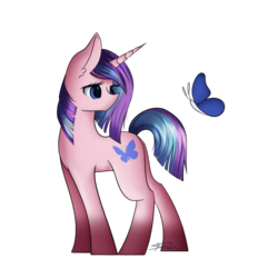 Size: 1024x1024 | Tagged: safe, artist:mindlesssketching, oc, oc only, oc:machaon, butterfly, pony, unicorn, female, mare, simple background, solo, transparent background