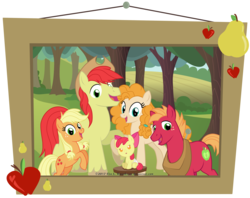 Size: 3150x2500 | Tagged: safe, artist:ravenevert, apple bloom, applejack, big macintosh, bright mac, pear butter, pony, the perfect pear, baby, baby apple bloom, baby pony, brightbutter, cute, diaper, family, family photo, female, filly, foal, high res, male, shipping, straight, teenage applejack, teenage big macintosh, teenager, younger