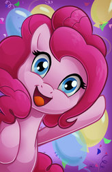 Size: 750x1141 | Tagged: safe, artist:christadoodles, pinkie pie, earth pony, pony, g4, balloon, female, happy, solo