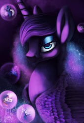 Size: 890x1300 | Tagged: safe, artist:shivannie, dj pon-3, moondancer, night glider, octavia melody, princess luna, trixie, vinyl scratch, alicorn, earth pony, pegasus, pony, unicorn, g4, dream walker luna, eyeshadow, female, lidded eyes, makeup, mare