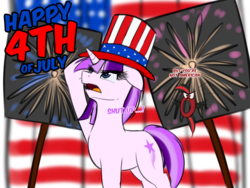 Size: 1600x1200 | Tagged: safe, artist:jcosneverexisted, oc, oc only, oc:shooting spark, pony, unicorn, 4th of july, american independence day, dialogue, duo, female, fireworks, hat, holiday, mare, murica, salute, top hat, united states