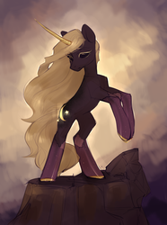 Size: 2229x3000 | Tagged: safe, artist:aphphphphp, oc, oc only, pony, unicorn, black sclera, female, high res, mare, rearing, solo