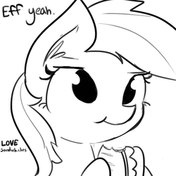 Size: 1080x1080 | Tagged: safe, artist:tjpones, oc, oc only, oc:sammich, pony, dialogue, eating, food, grayscale, monochrome, sandwich, simple background, solo