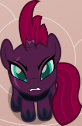 Size: 1043x1604 | Tagged: safe, artist:badumsquish, derpibooru exclusive, part of a set, tempest shadow, pony, g4, my little pony: the movie, angry, armor, badumsquish's kitties, broken horn, eye scar, female, glare, high angle, horn, looking at you, looking up, looking up at you, scar, solo, teeth